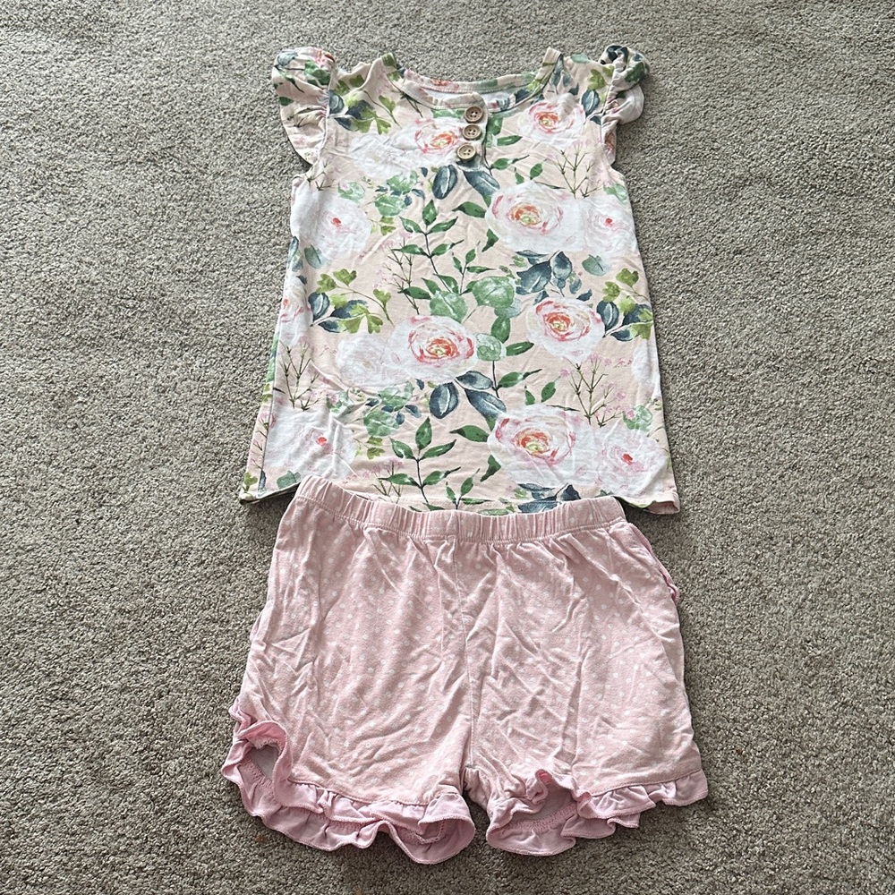 Posh peanut floral bamboo short pajamas set size 6T